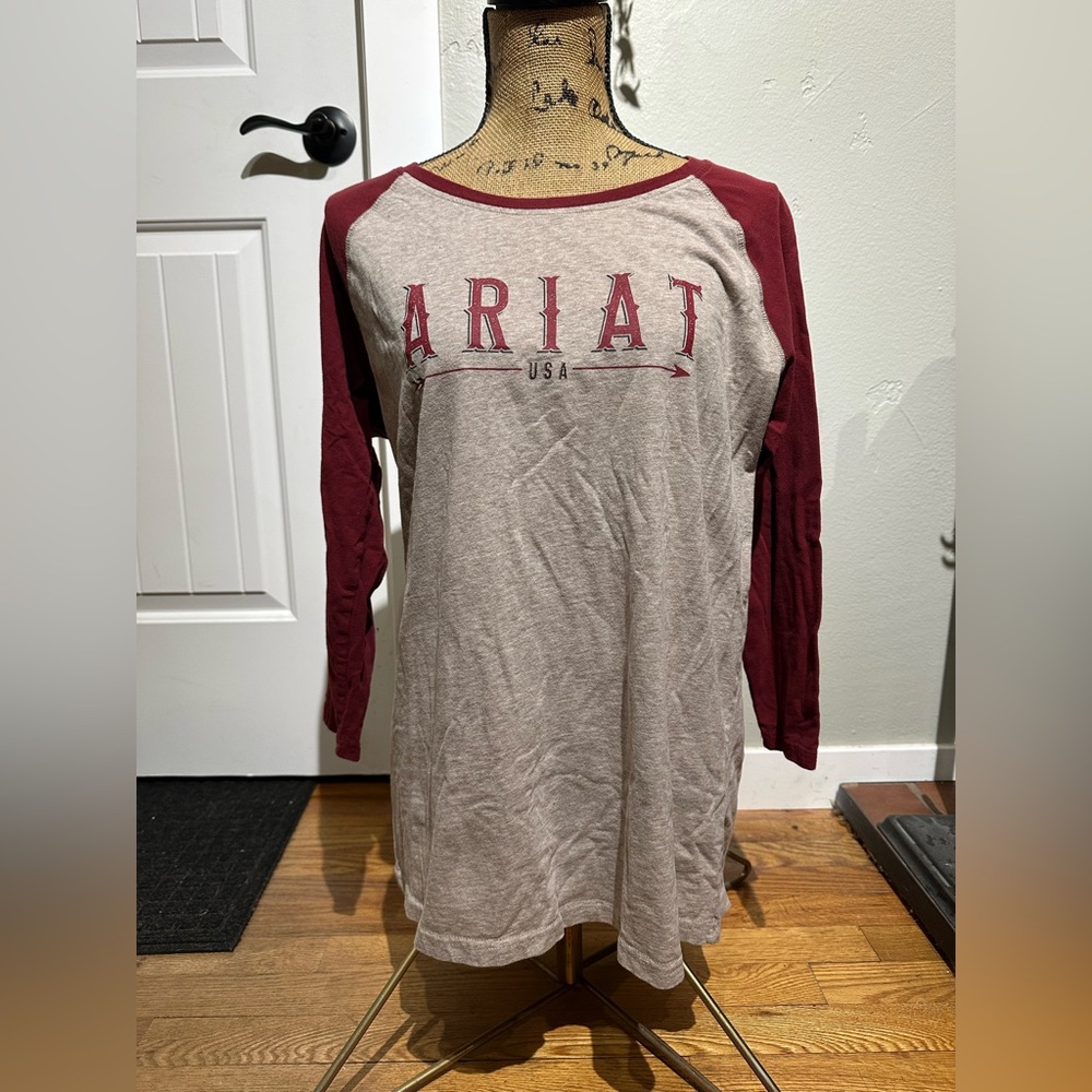 Ladies XL Ariat 3/4 Sleeve Baseball Tee Shirt
